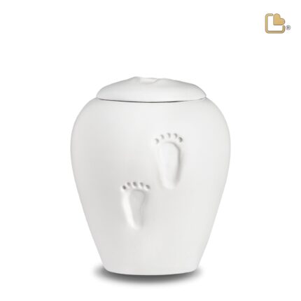 Keramische urn - Baby Footprints Child Eco Pigment crème - 0,80 Liter