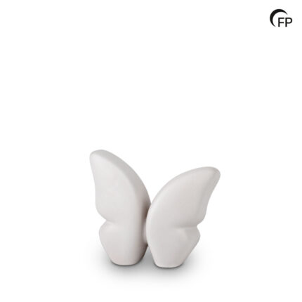 Keramische urn - keepsake Butterfly wit - 0,10 Liter