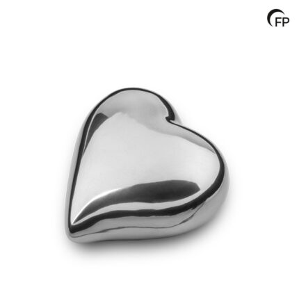 Keramische urn - keepsake Hart Zilverkleur - 0,05 Liter