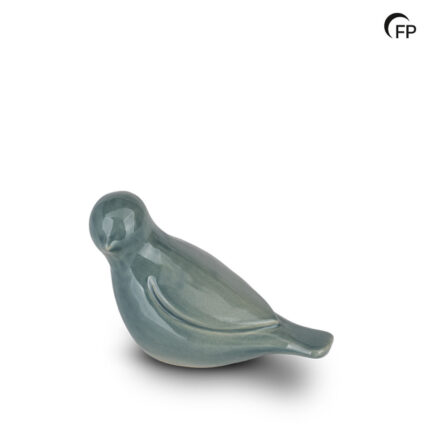 Keramische urn - kunst keepsake Whistling Bird blauw - 0,10 Liter
