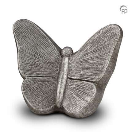 Keramische urn - kunst Mariposa zilver - 3,40 Liter