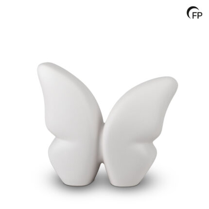 Keramische urn - medium Butterfly wit - 2,10 Liter