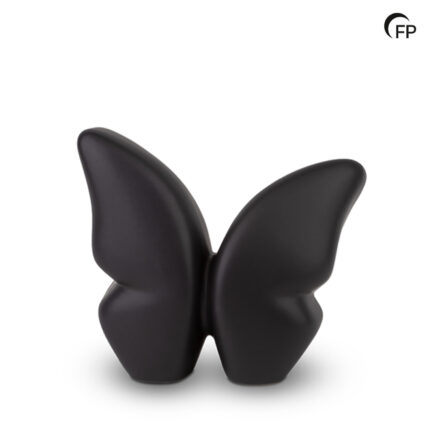 Keramische urn - medium Butterfly zwart - 2,10 Liter