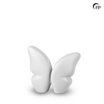 Keramische urn - mini Butterfly wit - 0,70 Liter
