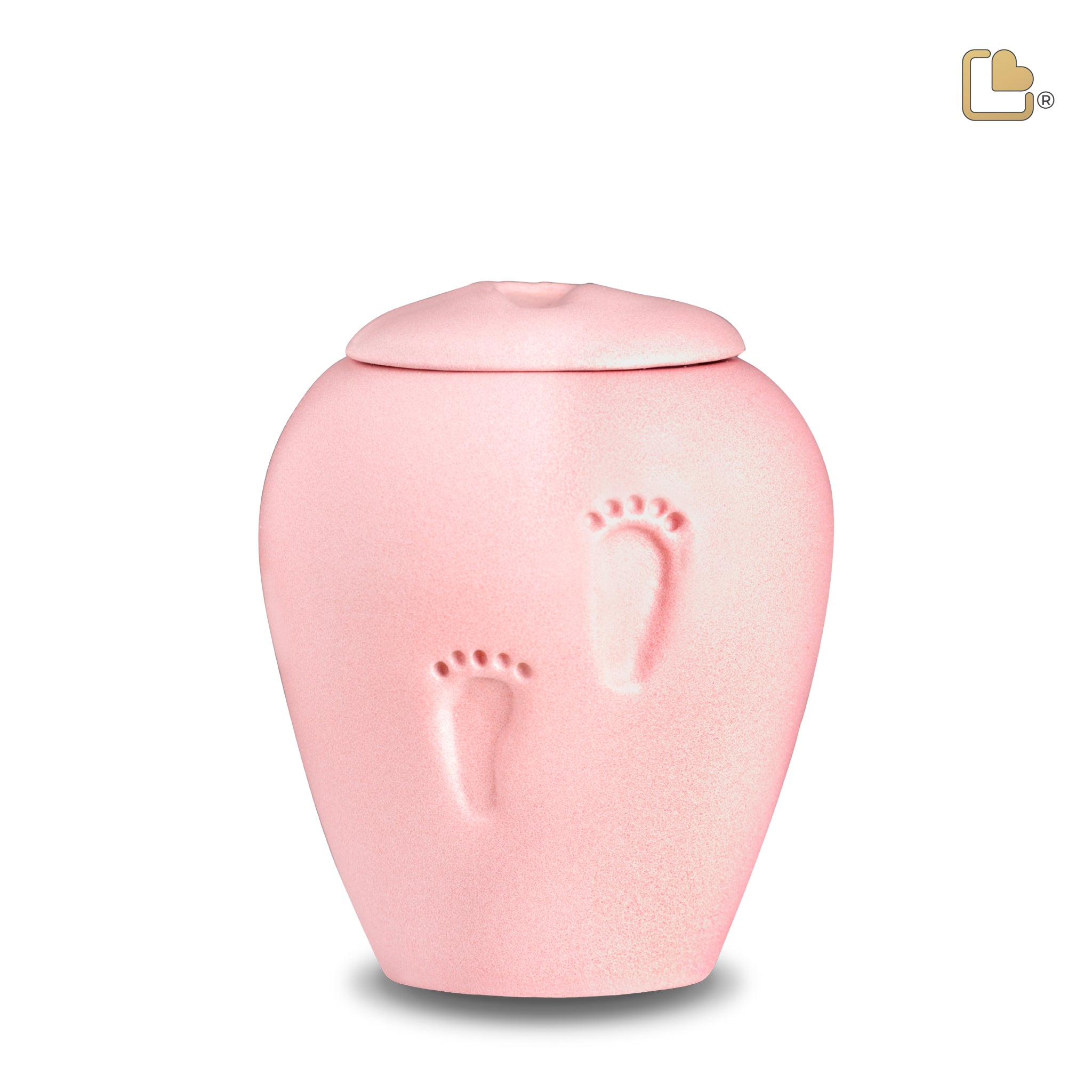Keramische urn - PetalPink Baby Footprints Child Eco Pigment - 0,80 Liter Keramische urn - PetalPink Baby Footprints Child Eco Pigment - 0,80 Liter