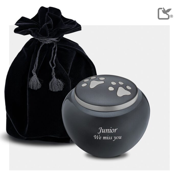 Messing dierenurn - Klassiek Rond antraciet - 0,80 Liter