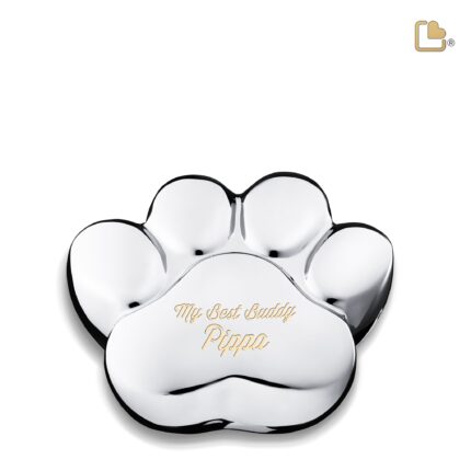 Messing dierenurn - LovePaw zilver - 0,70 Liter