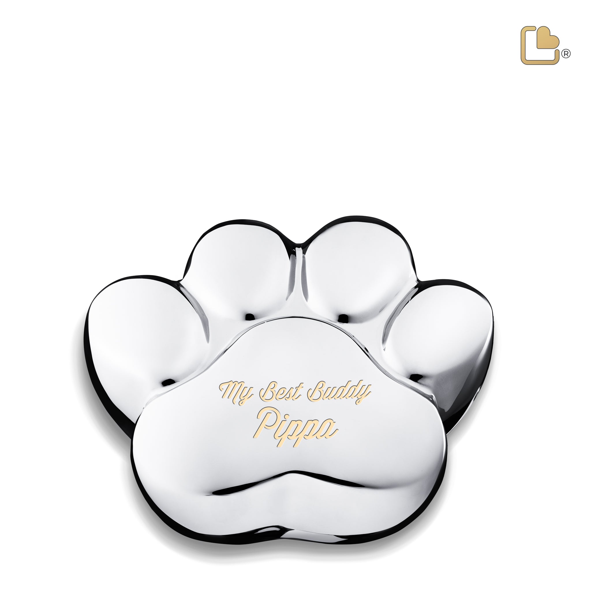 Messing dierenurn - LovePaw zilver - 0,70 Liter Messing dierenurn - LovePaw zilver - 0,70 Liter