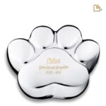 Messing dierenurn - LovePaw zilver - 1,21 Liter