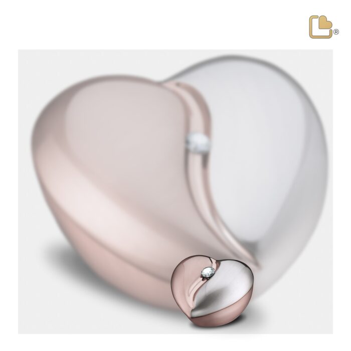 Messing urn - HeartFelt RoseGold w Crystal - 0,11 Liter