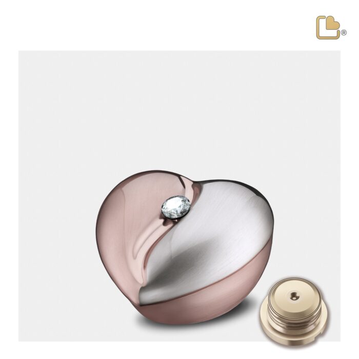 Messing urn - HeartFelt RoseGold w Crystal - 0,11 Liter