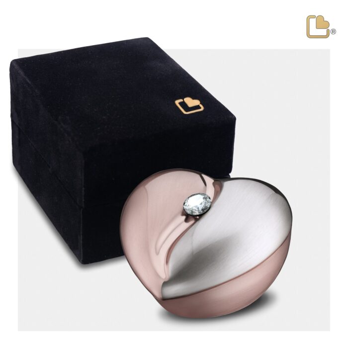 Messing urn - HeartFelt RoseGold w Crystal - 0,11 Liter