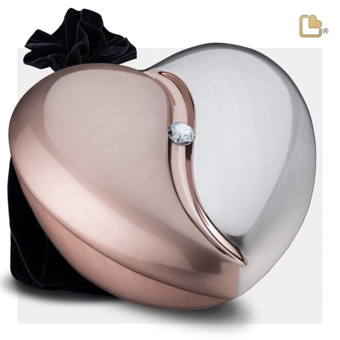Messing urn - HeartFelt RoseGold w Crystal - 5,51 Liter