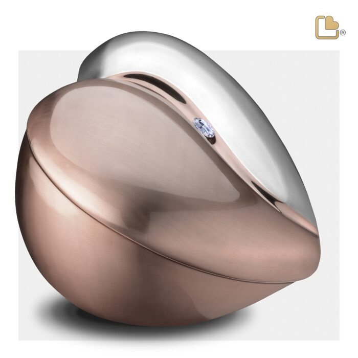 Messing urn - HeartFelt RoseGold w Crystal - 5,51 Liter