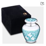 Messing urn - Klassiek Soaring Doves blauw - 0,08 Liter