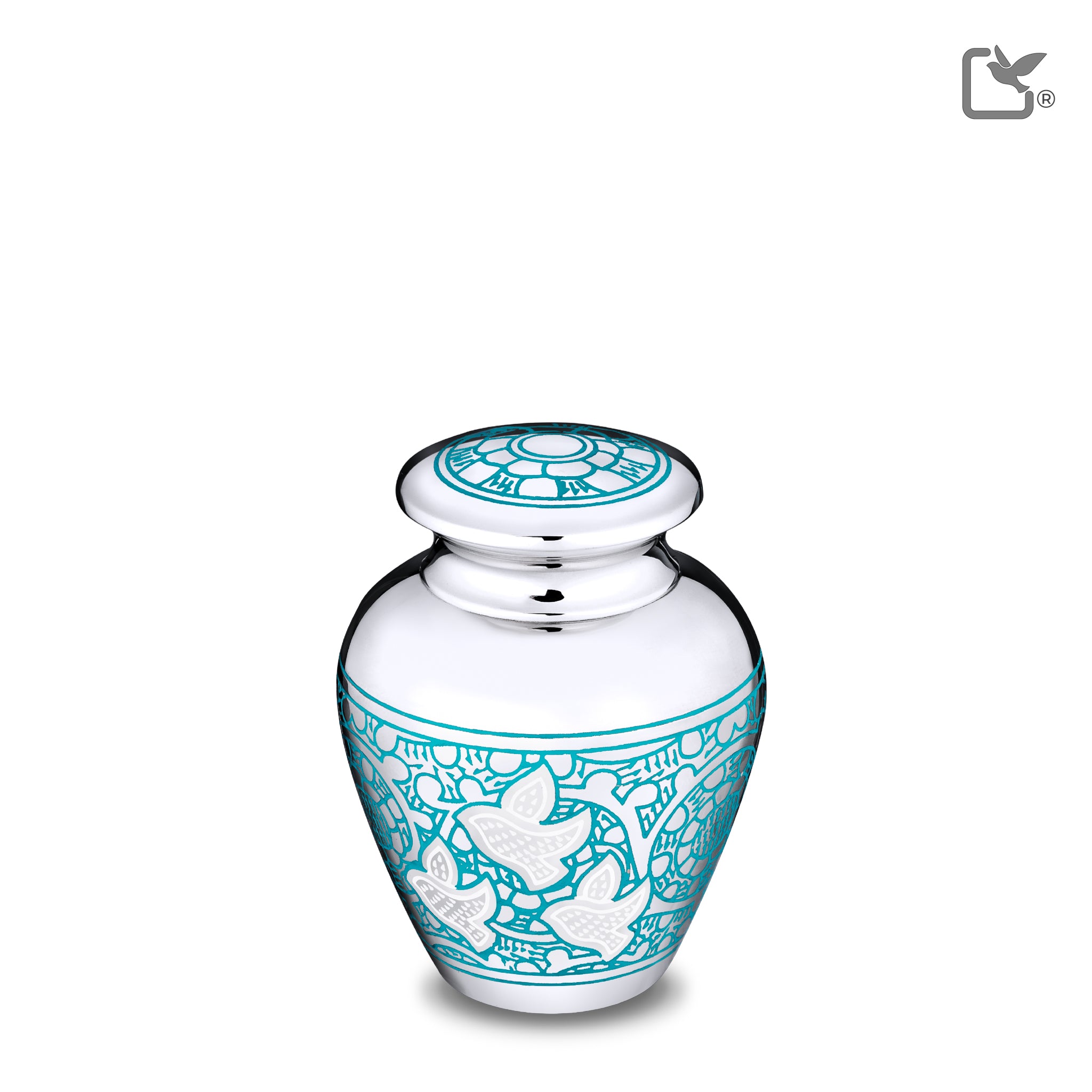 Messing urn - Klassiek Soaring Doves blauw - 0,08 Liter Messing urn - Klassiek Soaring Doves blauw - 0,08 Liter