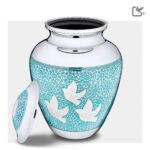 Messing urn - Klassiek Soaring Doves blauw - 3,61 Liter