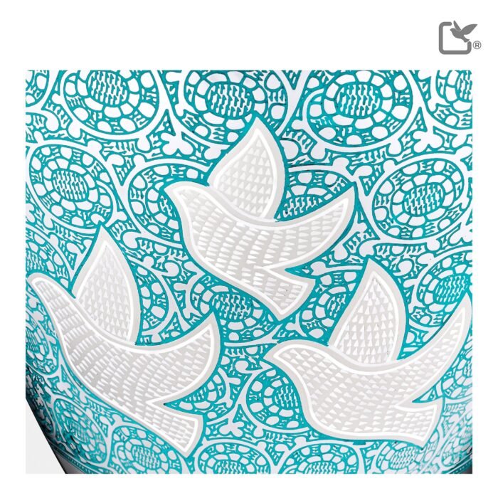Messing urn - Klassiek Soaring Doves blauw - 3,61 Liter