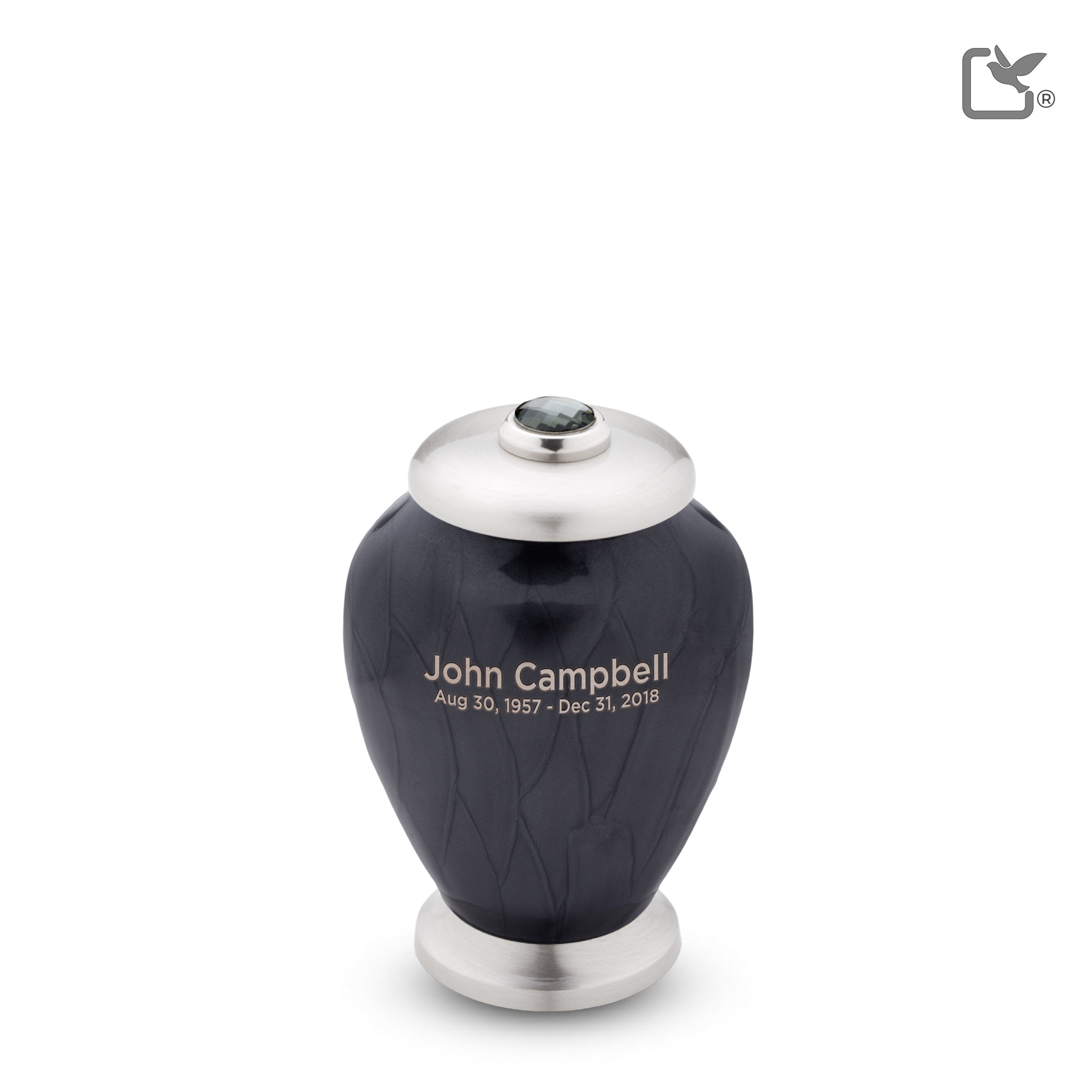 Messing urn - Simplicity w Crystal antraciet - 0,07 Liter Messing urn - Simplicity w Crystal antraciet - 0,07 Liter