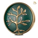Messing urn - Tree Love groen - 7,01 Liter