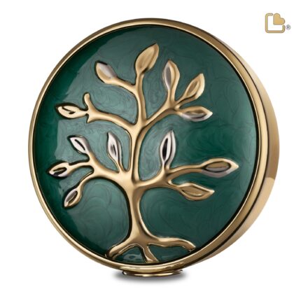 Messing urn - Tree Love groen - 7,01 Liter
