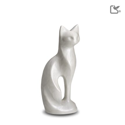 Metalen dierenurn - Kat wit - 0,31 Liter