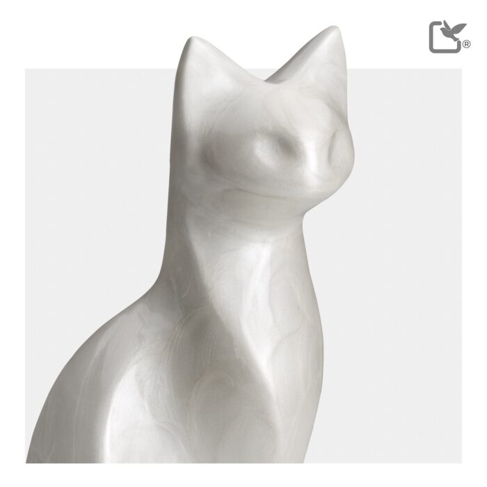 Metalen dierenurn - Kat wit - 0,31 Liter
