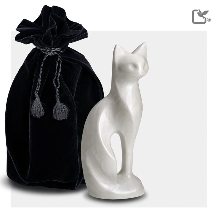 Metalen dierenurn - Kat wit - 0,31 Liter