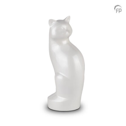 Metalen dierenurn - kat wit - 0,50 Liter