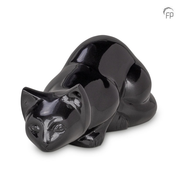 Metalen dierenurn - kat zwart onyx - 0,50 Liter Metalen dierenurn - kat zwart onyx - 0,50 Liter