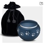 Metalen dierenurn - Klassiek Rond blauw - 0,51 Liter