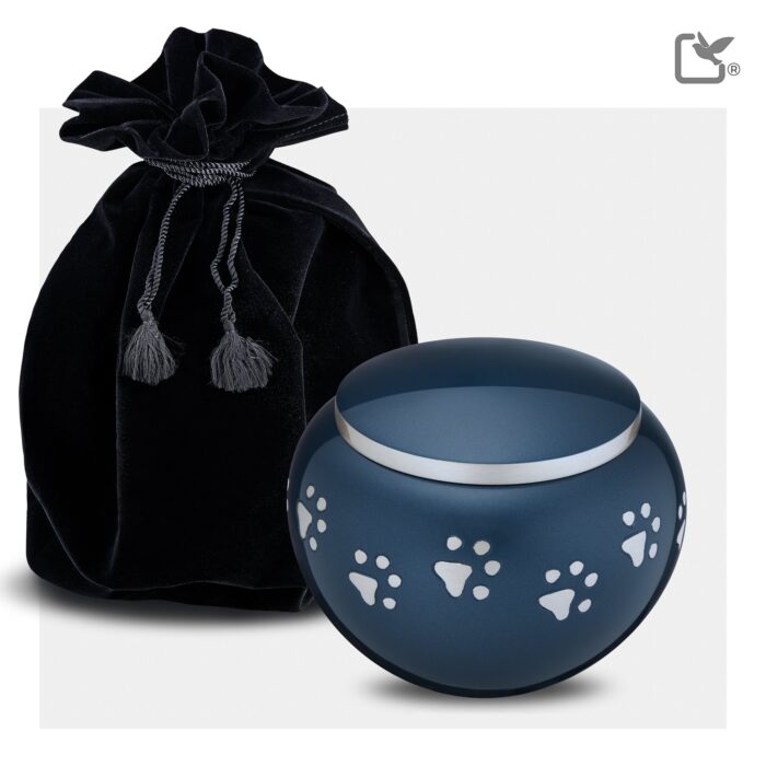 Metalen dierenurn - Klassiek Rond blauw - 0,51 Liter