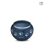 Metalen dierenurn - Klassiek Rond blauw - 0,51 Liter