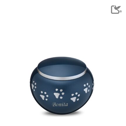 Metalen dierenurn - Klassiek Rond blauw - 0,51 Liter