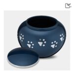 Metalen dierenurn - Klassiek Rond blauw - 0,51 Liter