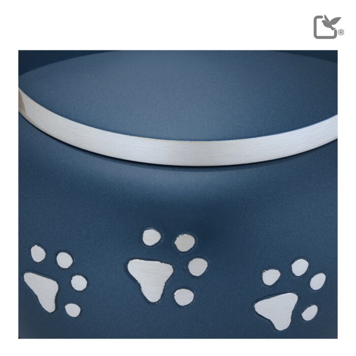 Metalen dierenurn - Klassiek Rond blauw - 0,51 Liter