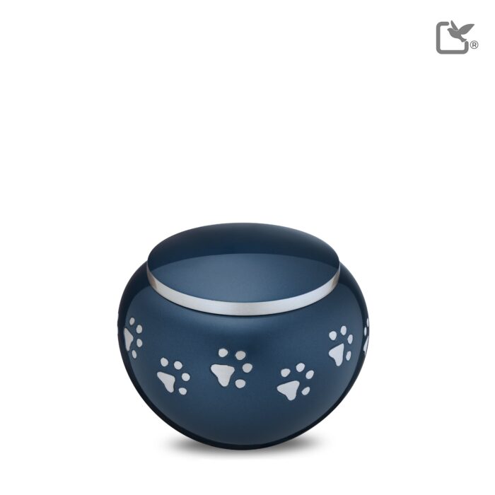 Metalen dierenurn - Klassiek Rond blauw - 0,51 Liter