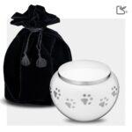 Metalen dierenurn - Klassiek Rond wit - 0,51 Liter