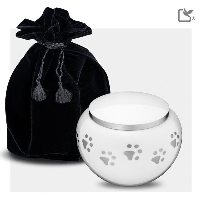 Metalen dierenurn - Klassiek Rond wit - 0,51 Liter