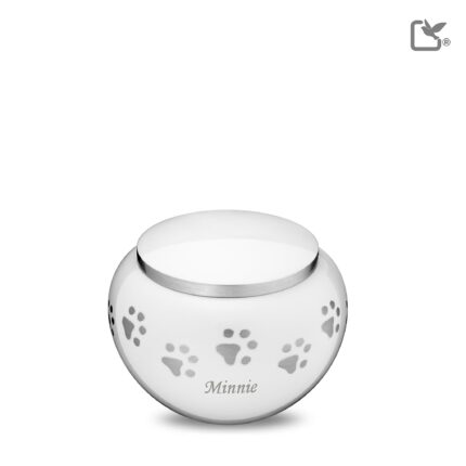 Metalen dierenurn - Klassiek Rond wit - 0,51 Liter