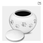 Metalen dierenurn - Klassiek Rond wit - 0,51 Liter