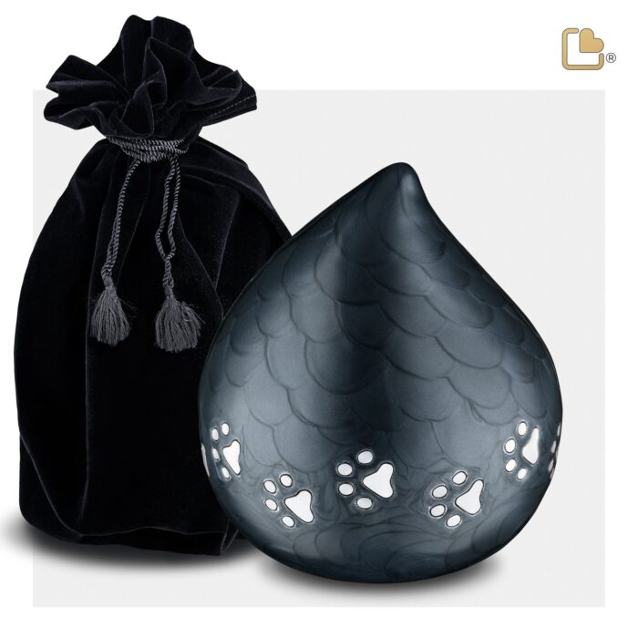 Metalen dierenurn - LoveDrop antraciet - 1,90 Liter