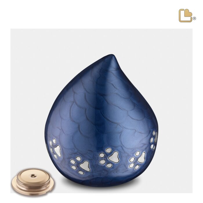 Metalen dierenurn - LoveDrop blauw - 1,11 Liter