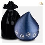 Metalen dierenurn - LoveDrop blauw - 1,11 Liter