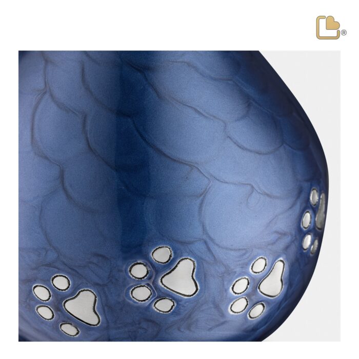 Metalen dierenurn - LoveDrop blauw - 1,11 Liter