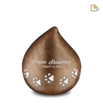 Metalen dierenurn - LoveDrop brons - 1,11 Liter