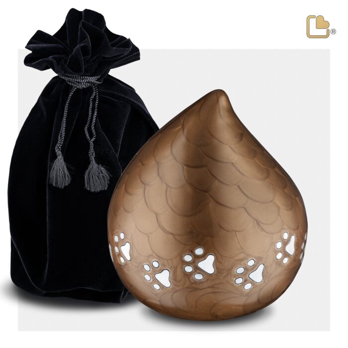 Metalen dierenurn - LoveDrop brons - 1,90 Liter