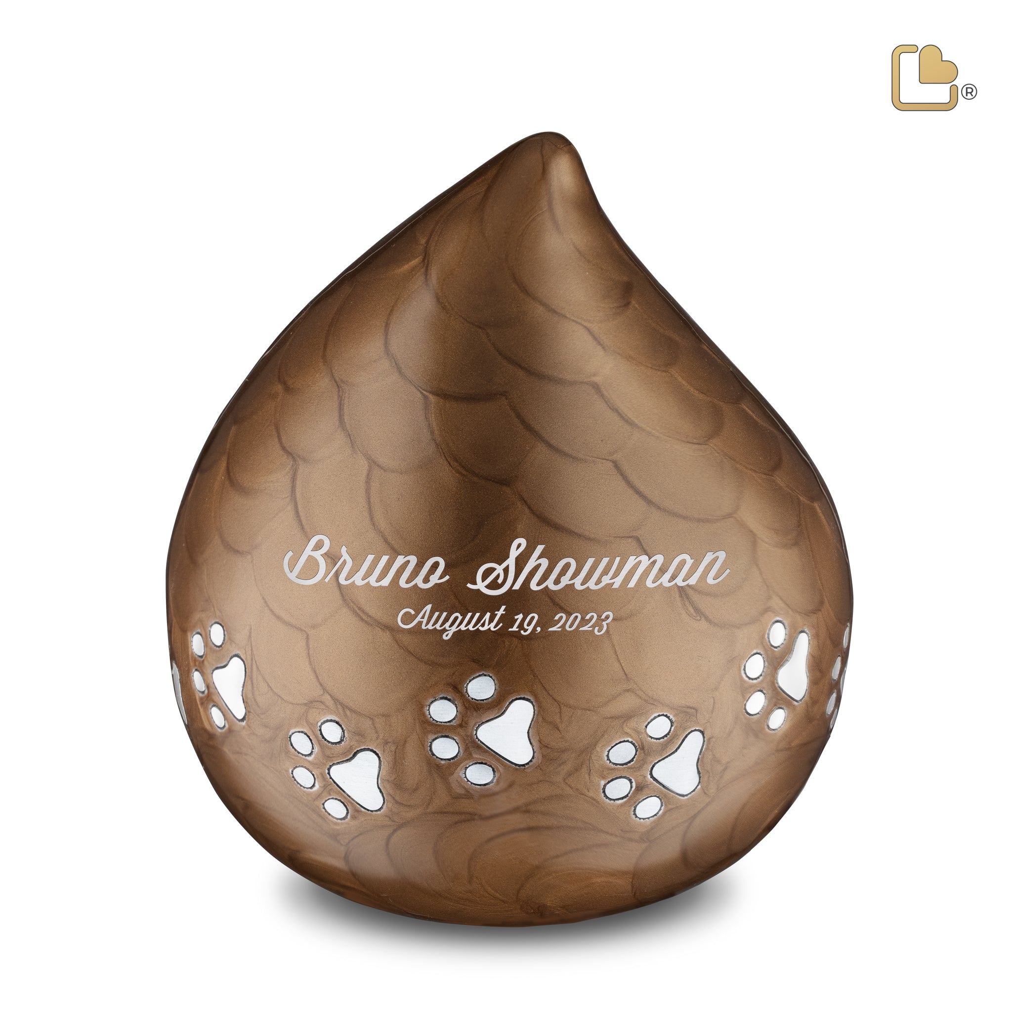 Metalen dierenurn - LoveDrop brons - 1,90 Liter Metalen dierenurn - LoveDrop brons - 1,90 Liter
