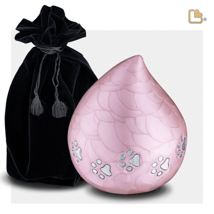 Metalen dierenurn - LoveDrop roze - 1,11 Liter