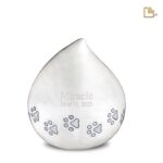 Metalen dierenurn - LoveDrop wit - 1,11 Liter